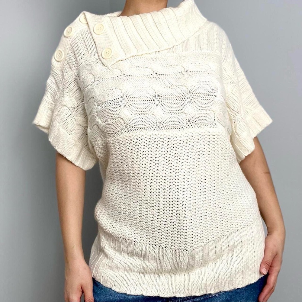 Y2K Cream Short Sleeve Sweater - Picture 11 of 15